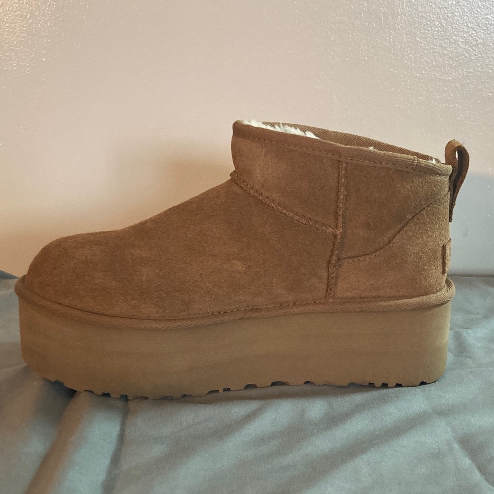 UGG CLASSIC ULTRA MINI PLATFORM Chestnut 8 NIB 8 - Picture 4 of 13